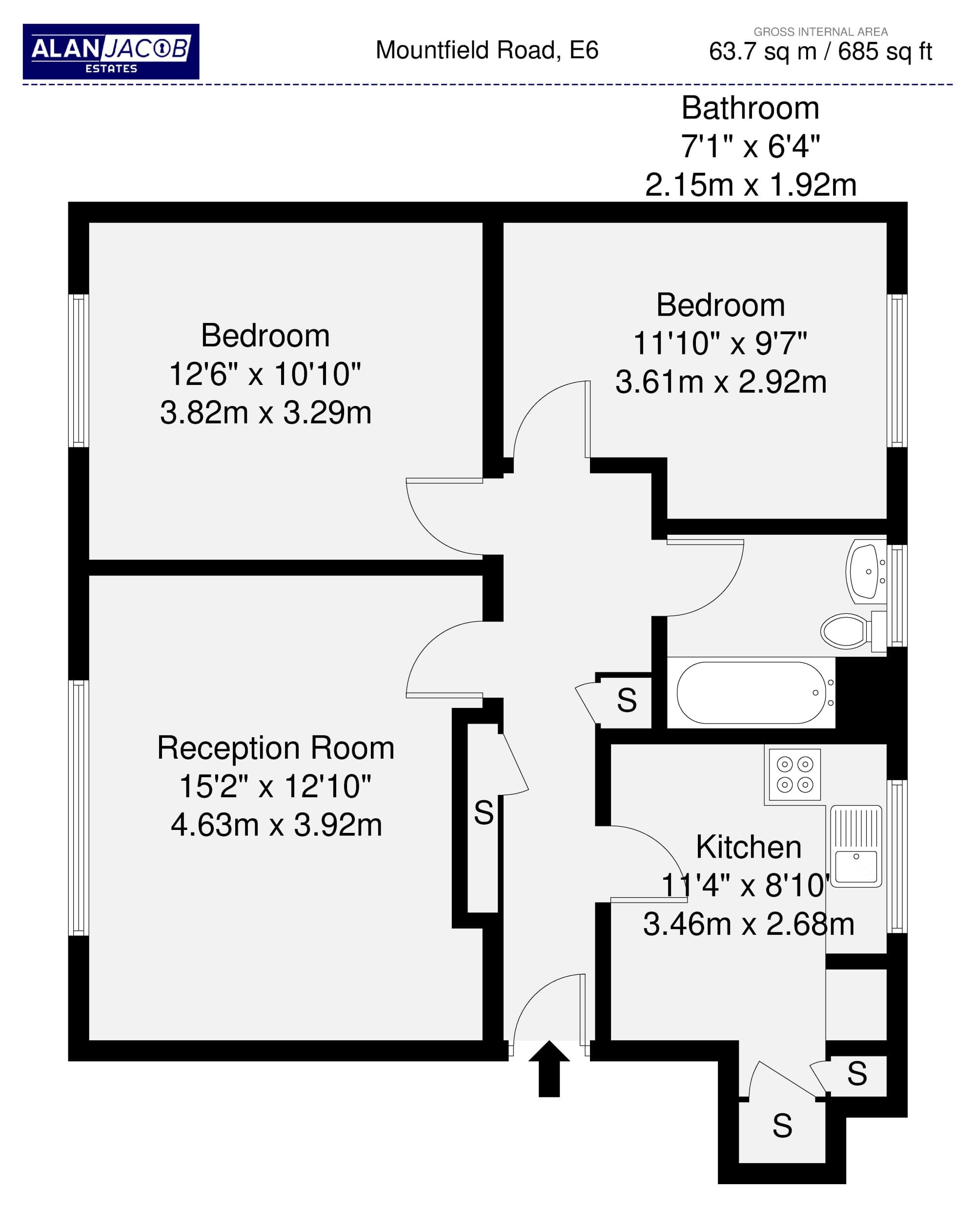 Floorplan for 2 Bedroom Flat in London