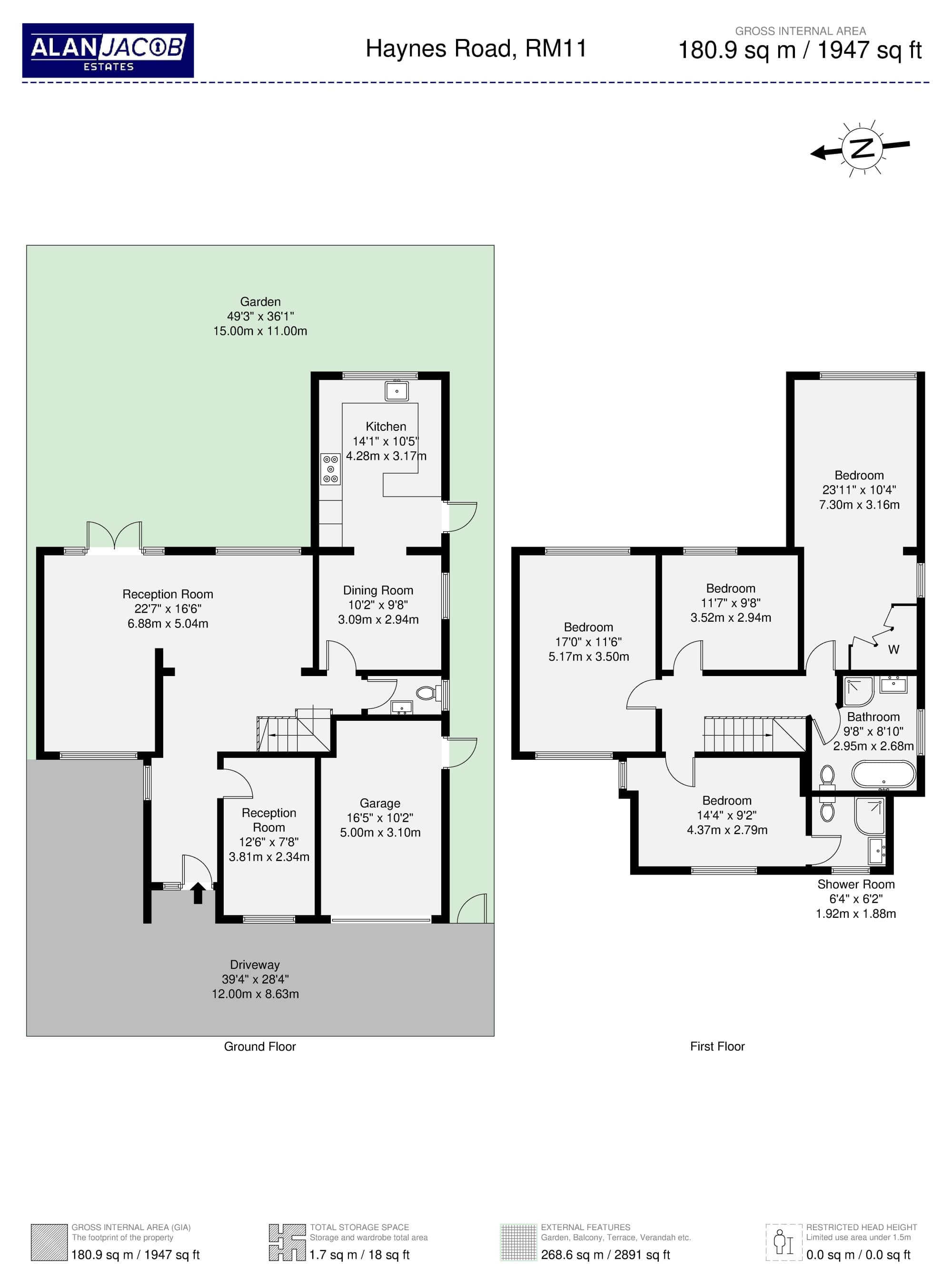 Floorplan for 4 Bedroom Detached house in Hornchurch