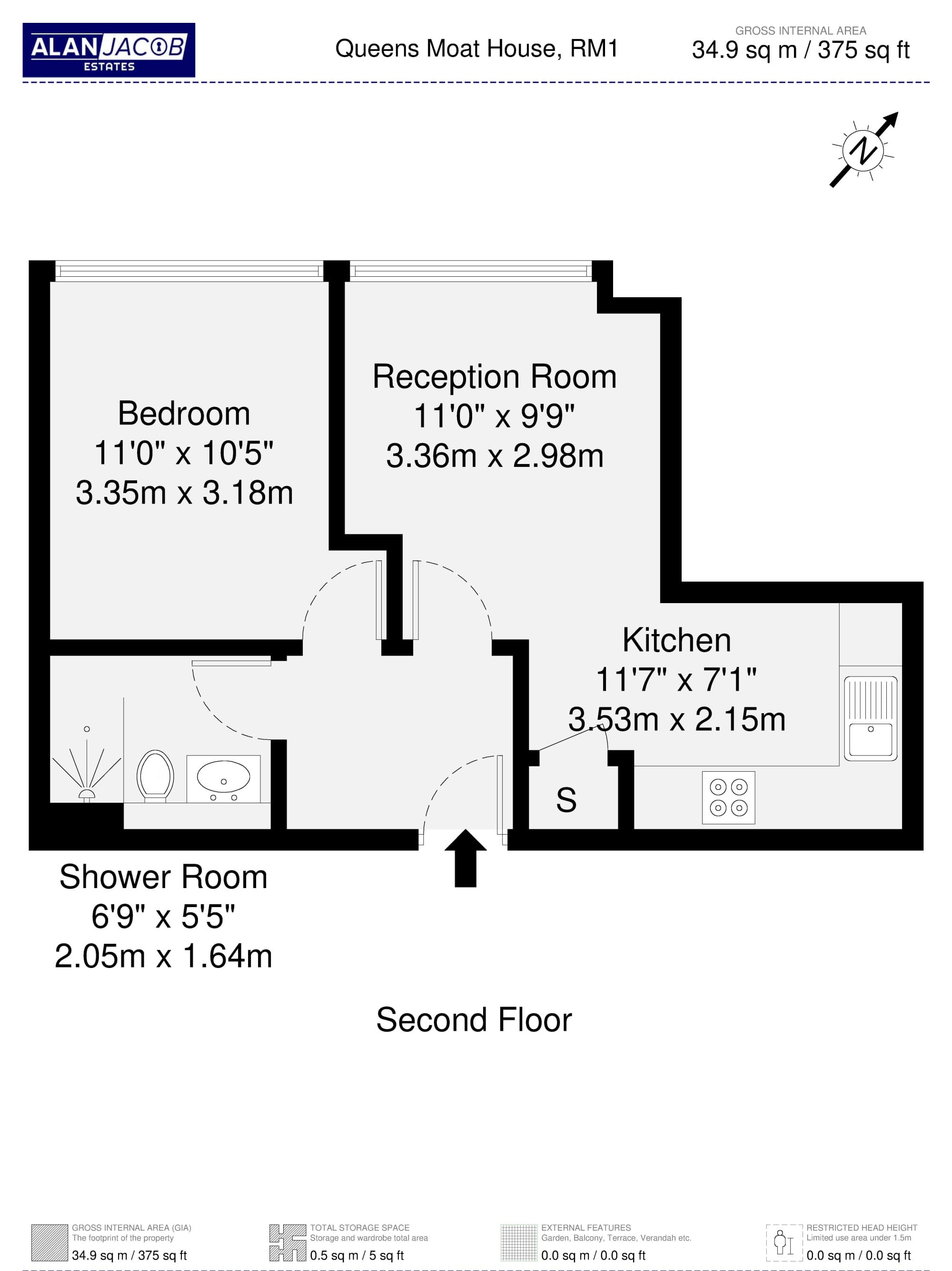 Floorplan for 1 Bedroom Flat in Romford